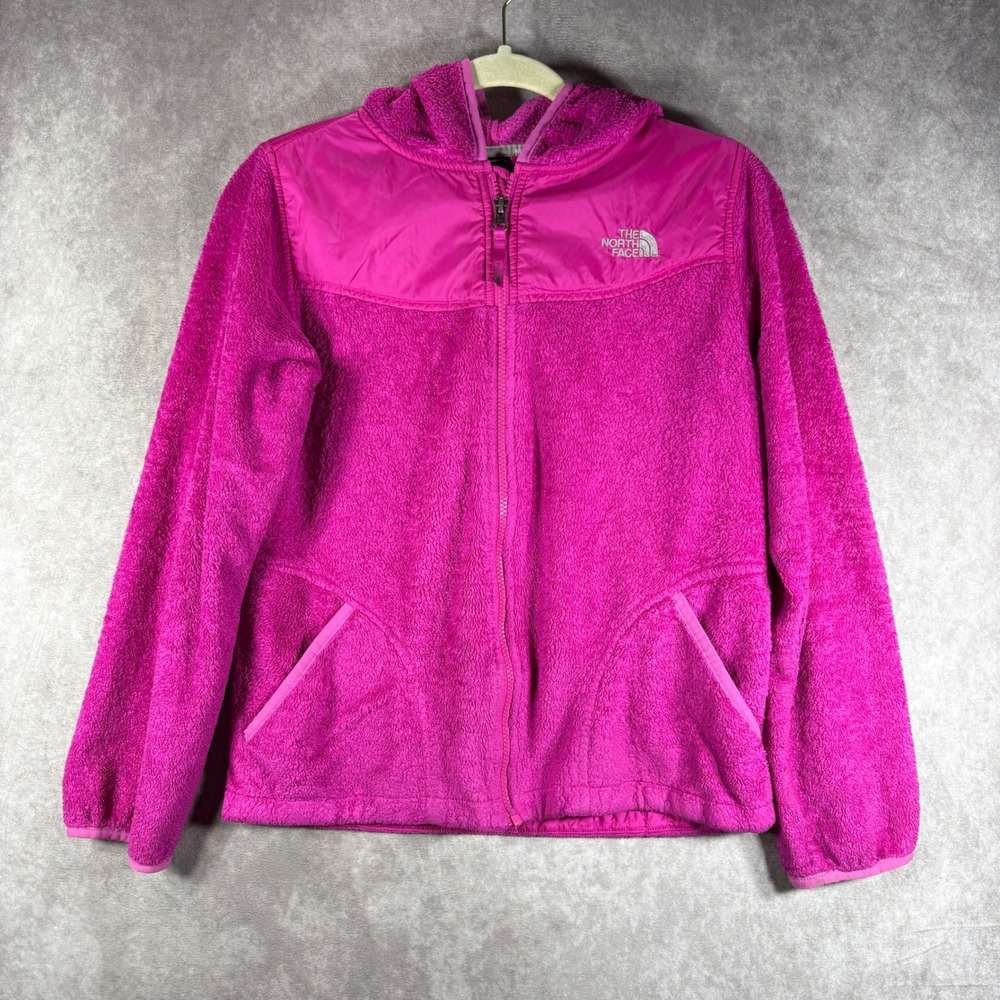 The North‎ Face Fleece Jacket Girls Size Large Pink Oso Hoodie Full Zip Hooded
